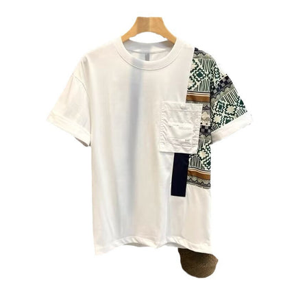 Men's T-shirt Summer New Work Clothes Style Color Matching Top - KuzuSHOP