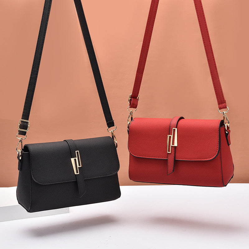 Ladies bags 2021 summer new trendy middle-aged and elderly single shoulder bag messenger bag litchi pattern mother bag one generation