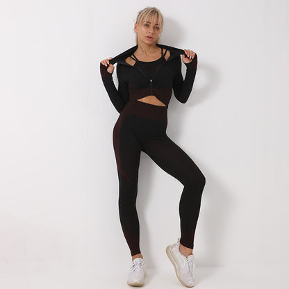 3PCS Yoga Set Seamless Sport Set Women Gym Clothing Leggings Women Crop Top Sports Bra Women Fitness Gym Set Womens Outfits Tracksuit - KuzuSHOP