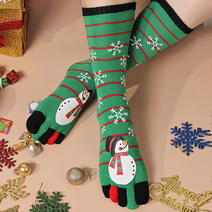 Cute Christmas Five-finger Socks Winter Elastic Sweat-absorbent Split-toe Socks For Women - KuzuSHOP