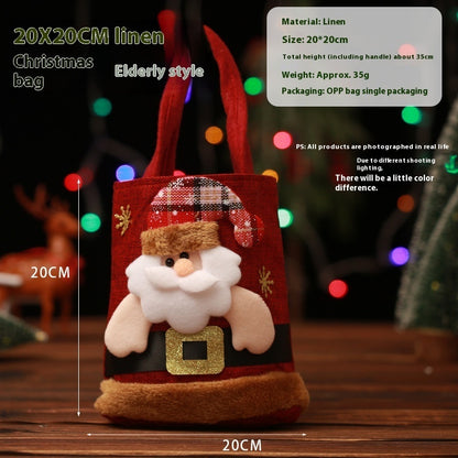 Christmas Candy Gift Tote Bag For Kids, Snowman Bear Handbag, Small Christmas Tree Decoration Bags - KuzuSHOP