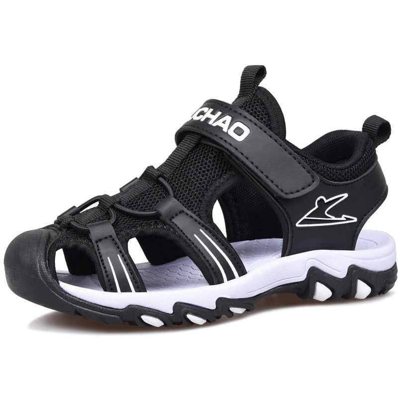 Boys Sandals Baotou Summer Soft Sole Black Children's Beach Shoes Boys Sandals Non-slip - KuzuSHOP