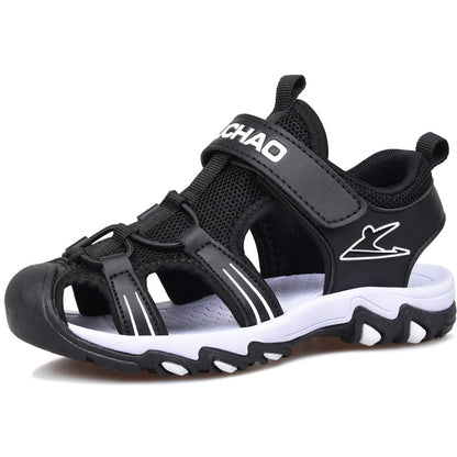 Boys Sandals Baotou Summer Soft Sole Black Children's Beach Shoes Boys Sandals Non-slip - KuzuSHOP