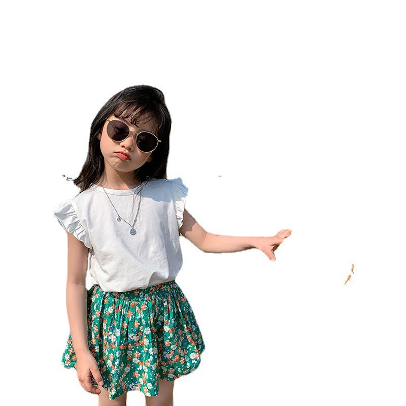 South Korea Solid Color Sweet Top Flying Sleeves - KuzuSHOP