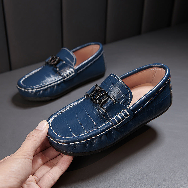 Children's Shoes Peas Shoes Children's Slip-on Leather Shoes - KuzuSHOP