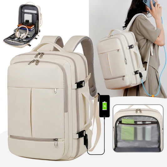 Large Capacity Backpack For Women Men Multiple Pockets And Zippers Versatile Computer Bags Business Travel Backpack - KuzuSHOP