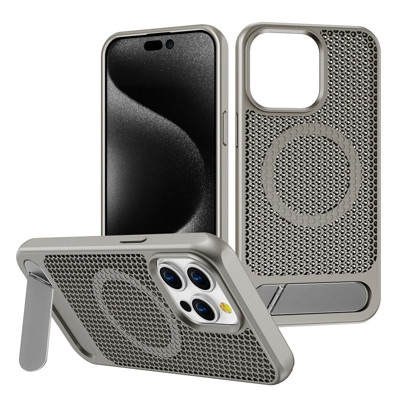 Bracket Phone Case Suitable Grid Cooling Magnetic Suction - KuzuSHOP