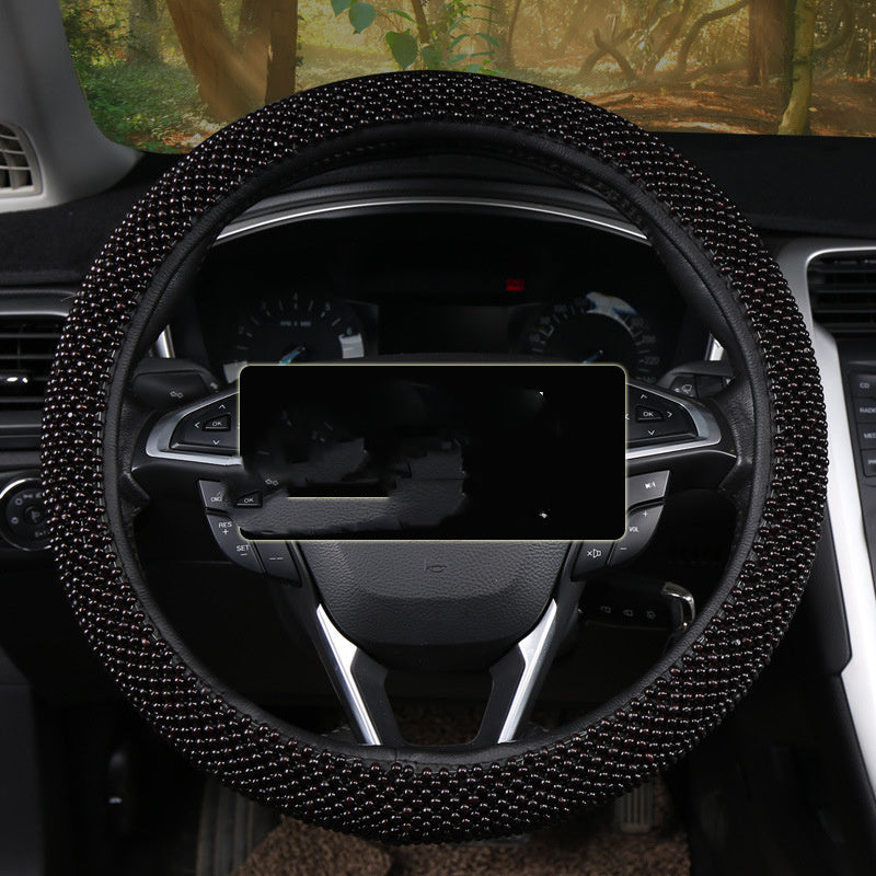 Small Card Light Wooden Bead Steering Wheel Cover - KuzuSHOP