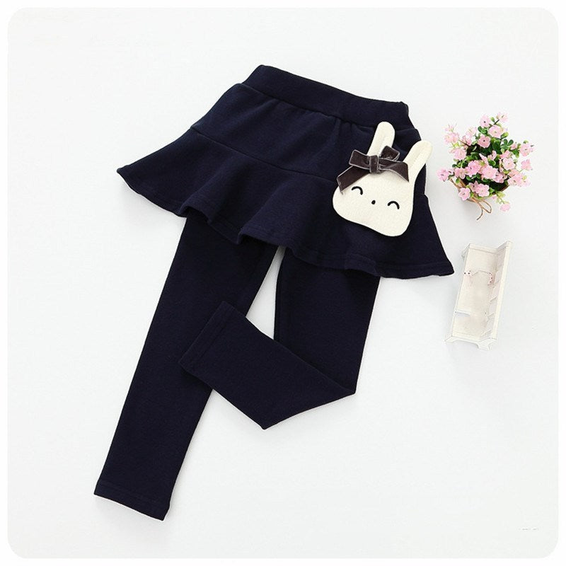 Children's Fake 2 Girls Leggings Cotton Lace Skirt Pants - KuzuSHOP