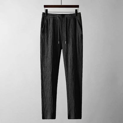 Leisure Suit Summer Loose Short Sleeve Top And Drawstring Trousers Fashion Mens Clothing - KuzuSHOP