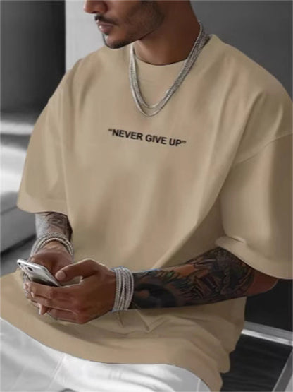 Summer Men's Loose Plus Size Print Round Neck Short Sleeve T-shirt - KuzuSHOP