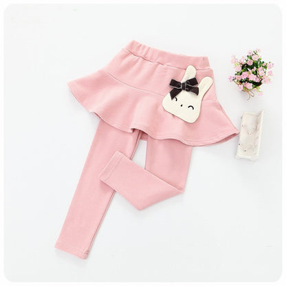 Children's Fake 2 Girls Leggings Cotton Lace Skirt Pants - KuzuSHOP