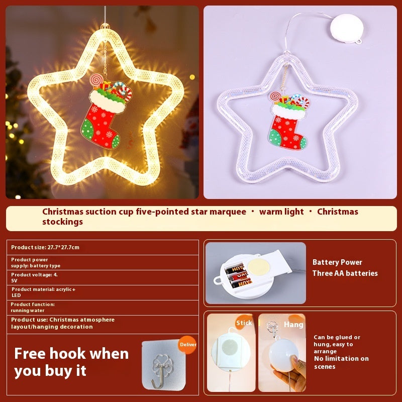 Christmas Pendant Decoration Christmas Atmosphere Led Lights Led Christmas Star Light Decoration For Window Door For Holiday - KuzuSHOP
