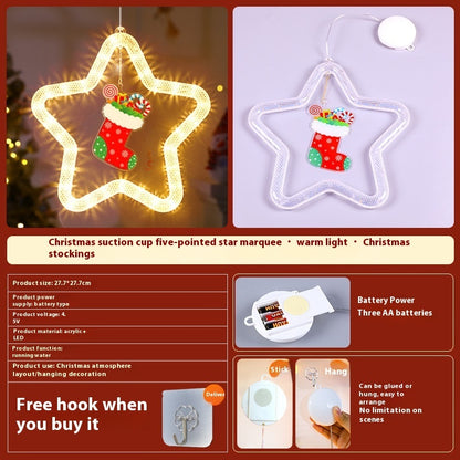 Christmas Pendant Decoration Christmas Atmosphere Led Lights Led Christmas Star Light Decoration For Window Door For Holiday - KuzuSHOP