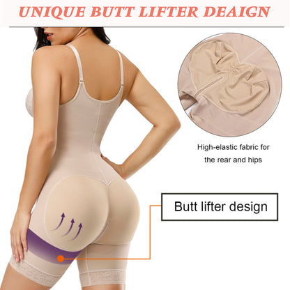 Women's Stretch Mesh Shapewear Pants with Zipper
