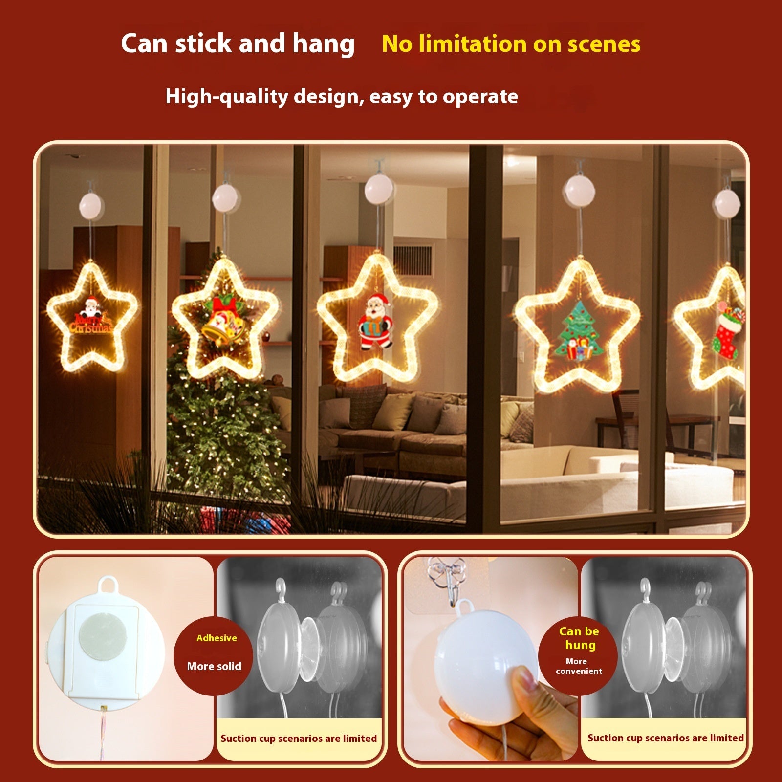 Christmas Pendant Decoration Christmas Atmosphere Led Lights Led Christmas Star Light Decoration For Window Door For Holiday - KuzuSHOP