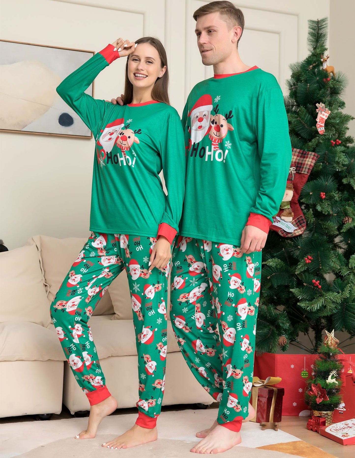 Christmas Pajamas For Family Matching Family Christmas PJs Sets Santa Claus Printed Top Sleepwear - KuzuSHOP