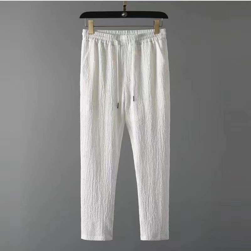 Leisure Suit Summer Loose Short Sleeve Top And Drawstring Trousers Fashion Mens Clothing - KuzuSHOP
