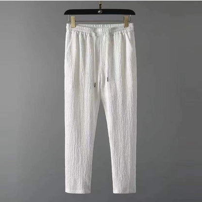 Leisure Suit Summer Loose Short Sleeve Top And Drawstring Trousers Fashion Mens Clothing - KuzuSHOP