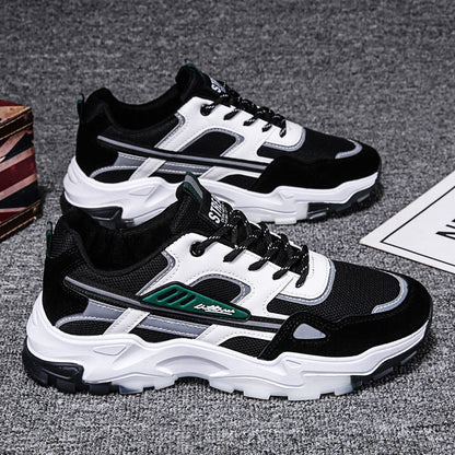 Black White Lace-up Sneakers Men Outdoor Breathable Csual Mesh Shoes Lightweight Running Sports Shoes - KuzuSHOP