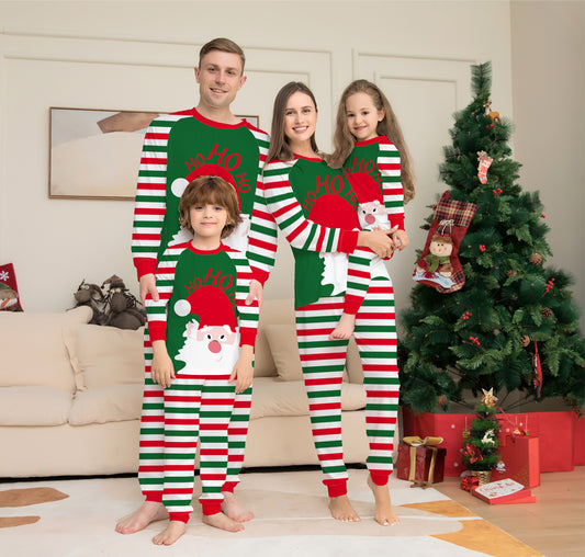 Family Christmas Pajamas Matching Sets Red Stripe Xmas Holiday Sleepwear Jammies Long Sleeve PJs Outfits - KuzuSHOP