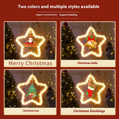 Christmas Pendant Decoration Christmas Atmosphere Led Lights Led Christmas Star Light Decoration For Window Door For Holiday - KuzuSHOP
