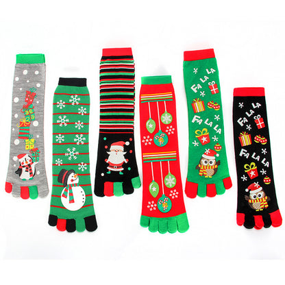 Cute Christmas Five-finger Socks Winter Elastic Sweat-absorbent Split-toe Socks For Women - KuzuSHOP