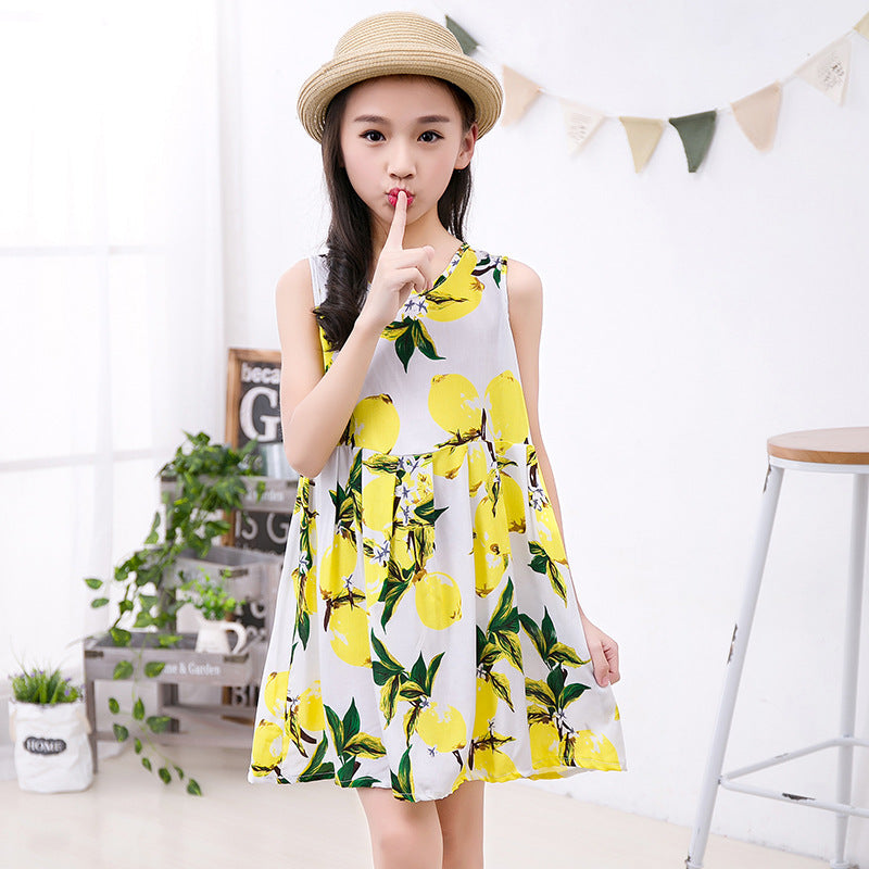 Girls' Rayon Breathable Print Beach Dress - KuzuSHOP