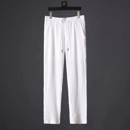 Leisure Suit Summer Loose Short Sleeve Top And Drawstring Trousers Fashion Mens Clothing - KuzuSHOP