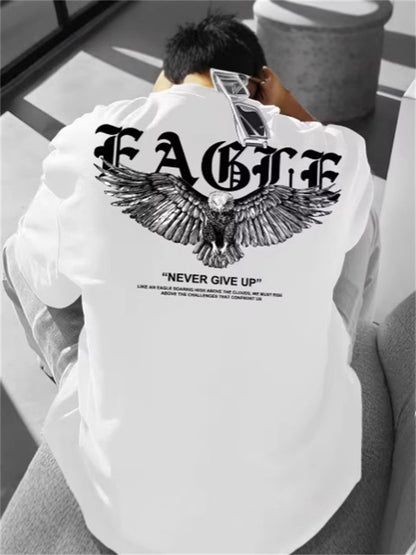 Summer Men's Loose Plus Size Print Round Neck Short Sleeve T-shirt - KuzuSHOP