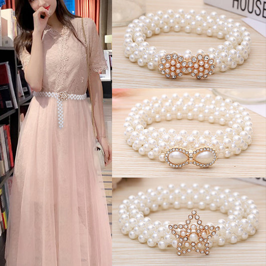 Fashion Jewelry Women's White Pearl Waist Chain Decoration - KuzuSHOP
