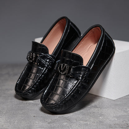 Children's Shoes Peas Shoes Children's Slip-on Leather Shoes - KuzuSHOP
