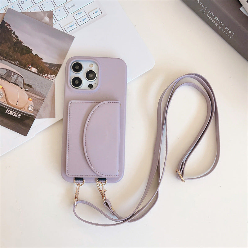 Suitable Phone Case Card Holder Lanyard Litchi Pattern