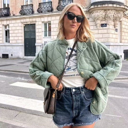 Women's Fashion Simple Loose Button Coat - KuzuSHOP