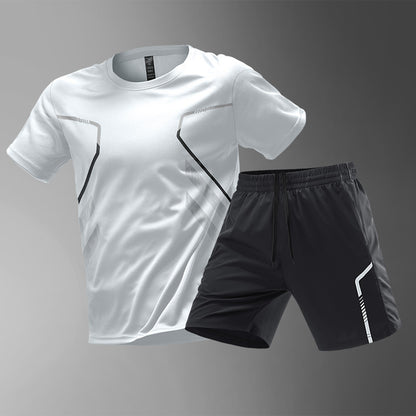 Men's T-shirts Sports Running T-shirt Color Block Men Quick-drying Breathable Short Sleeve Round Neck Active Tee Outdoor Workout