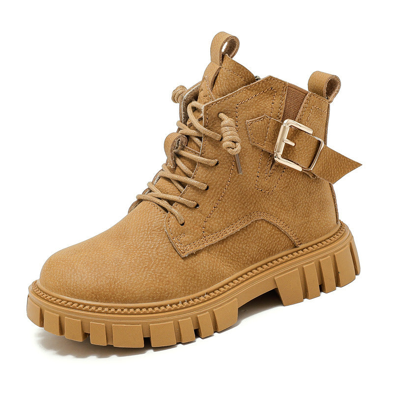 Boy Martin Boots Children Plus Fleece Shortautumn And Winter - KuzuSHOP